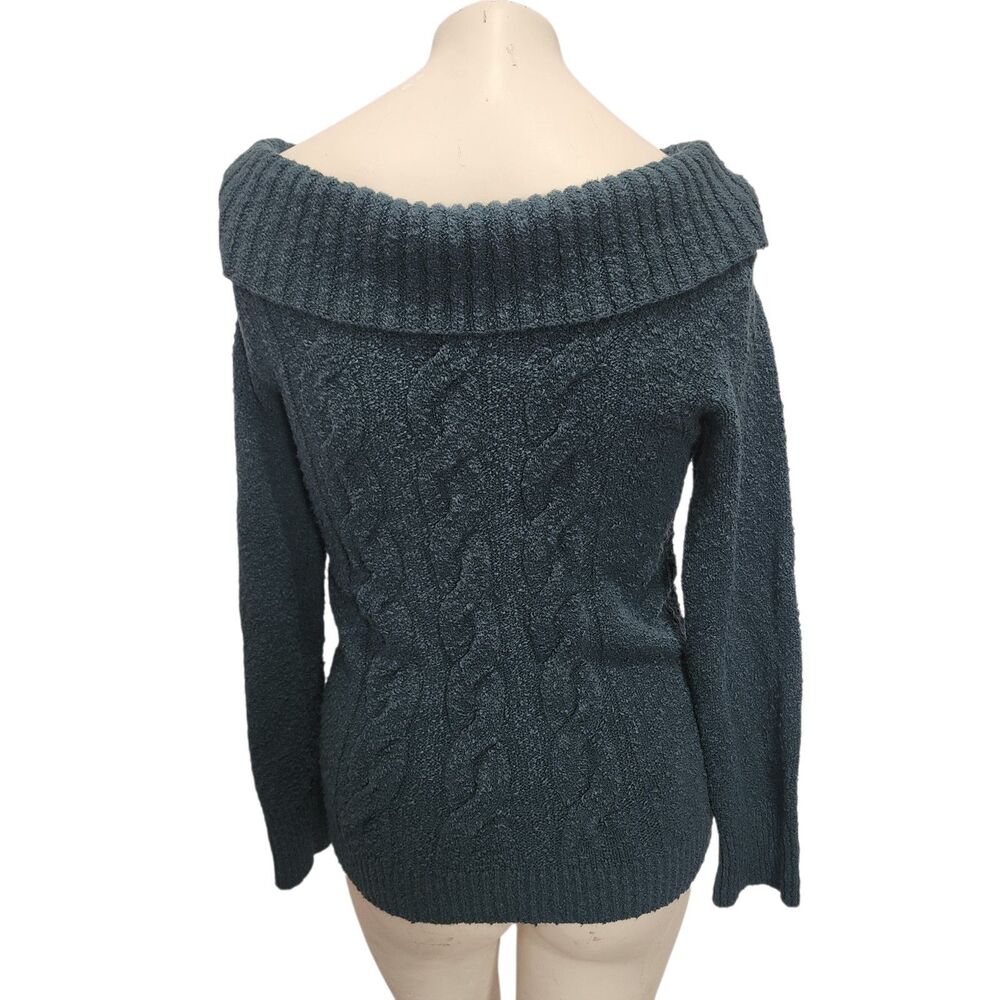 Free People Cable Knit Sweater L Off Shoulder Chunky Slouchy Boho Cozy - Picture 3 of 5